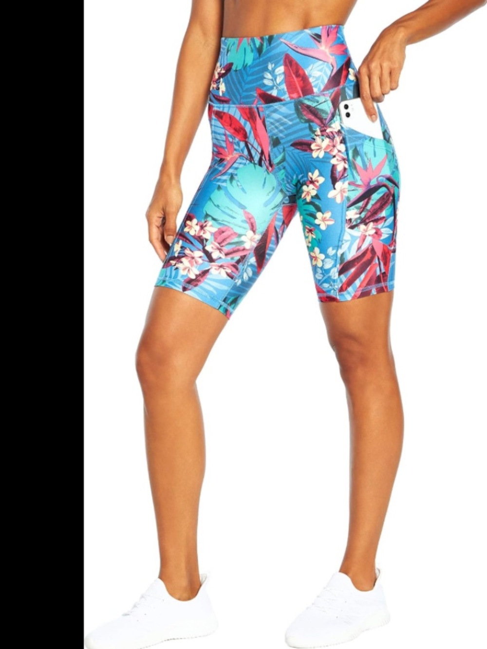 Marika Brenda Tropical Print, Tummy Control High Rise Shorts, Pockets Size Small